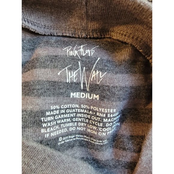 Pink Floyd Size Medium Womens Top Gray Black Striped Crew Neck Shirt - Picture 4 of 4